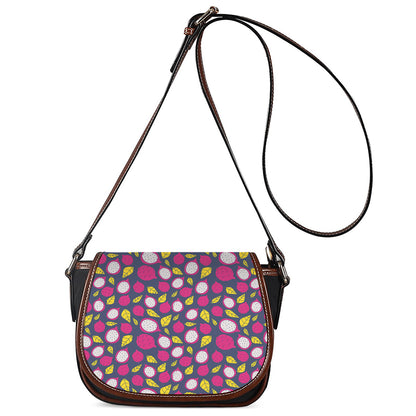 Purple Pitaya Pattern Print Saddle Bag