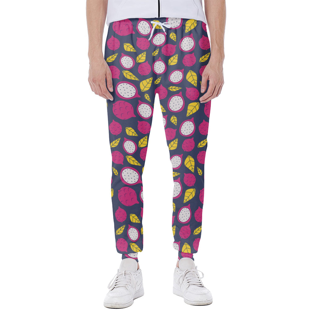 Purple Pitaya Pattern Print Scuba Joggers