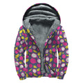 Purple Pitaya Pattern Print Sherpa Lined Zip Up Hoodie