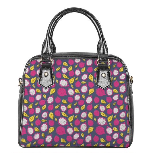 Purple Pitaya Pattern Print Shoulder Handbag