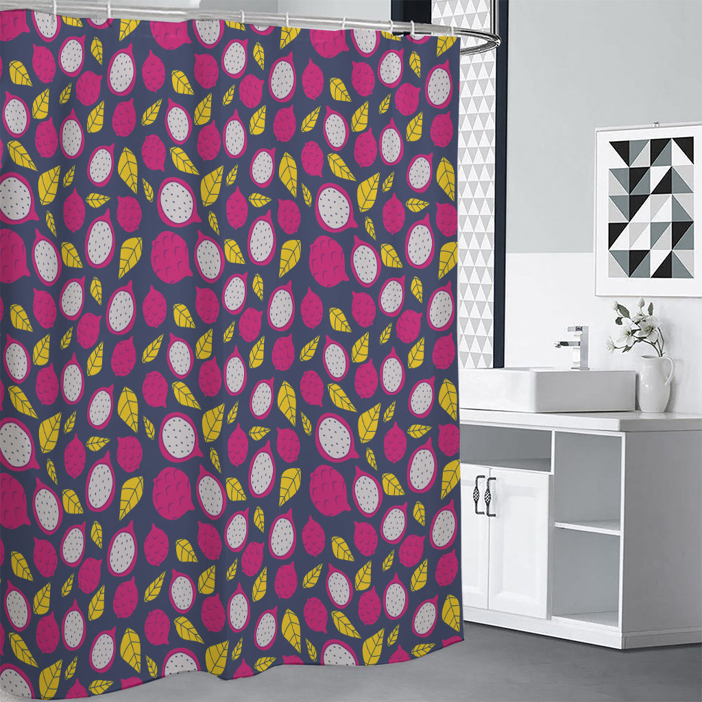 Purple Pitaya Pattern Print Shower Curtain