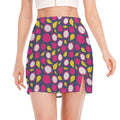 Purple Pitaya Pattern Print Side Slit Mini Skirt