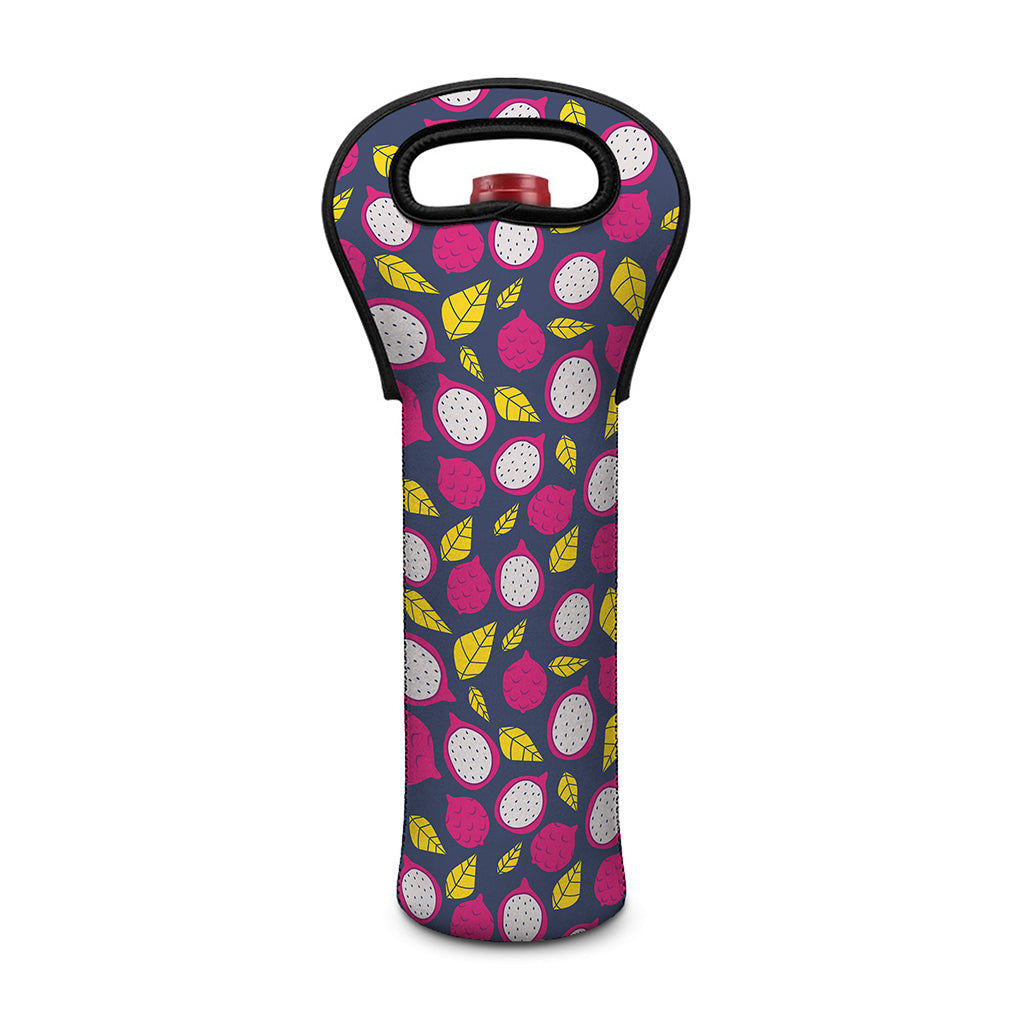 Purple Pitaya Pattern Print Single Neoprene Wine Tote