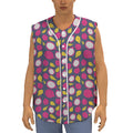 Purple Pitaya Pattern Print Sleeveless Baseball Jersey