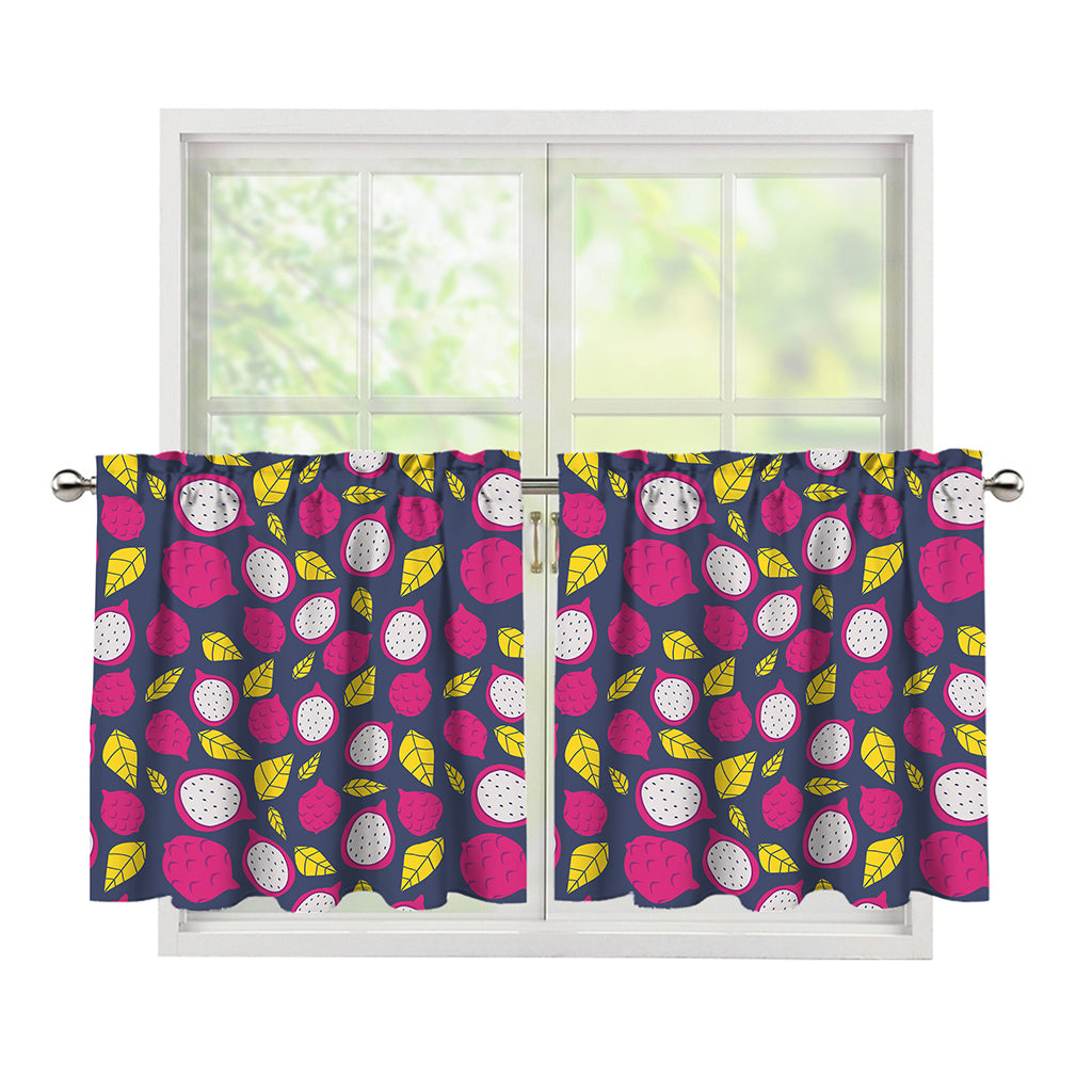 Purple Pitaya Pattern Print Tier Curtains