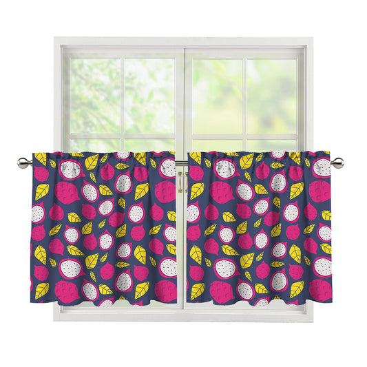 Purple Pitaya Pattern Print Tier Curtains