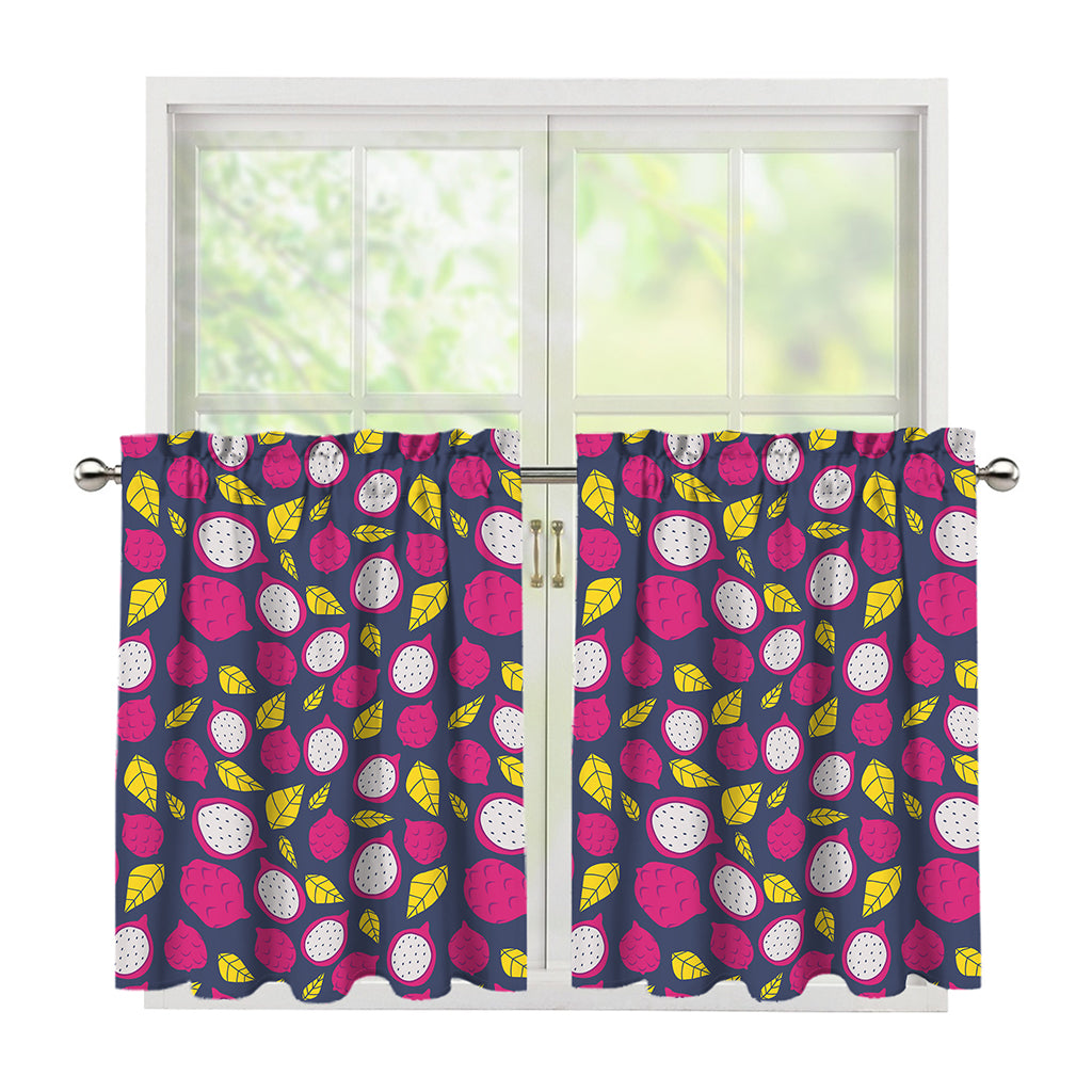 Purple Pitaya Pattern Print Tier Curtains
