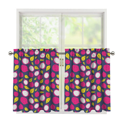 Purple Pitaya Pattern Print Tier Curtains