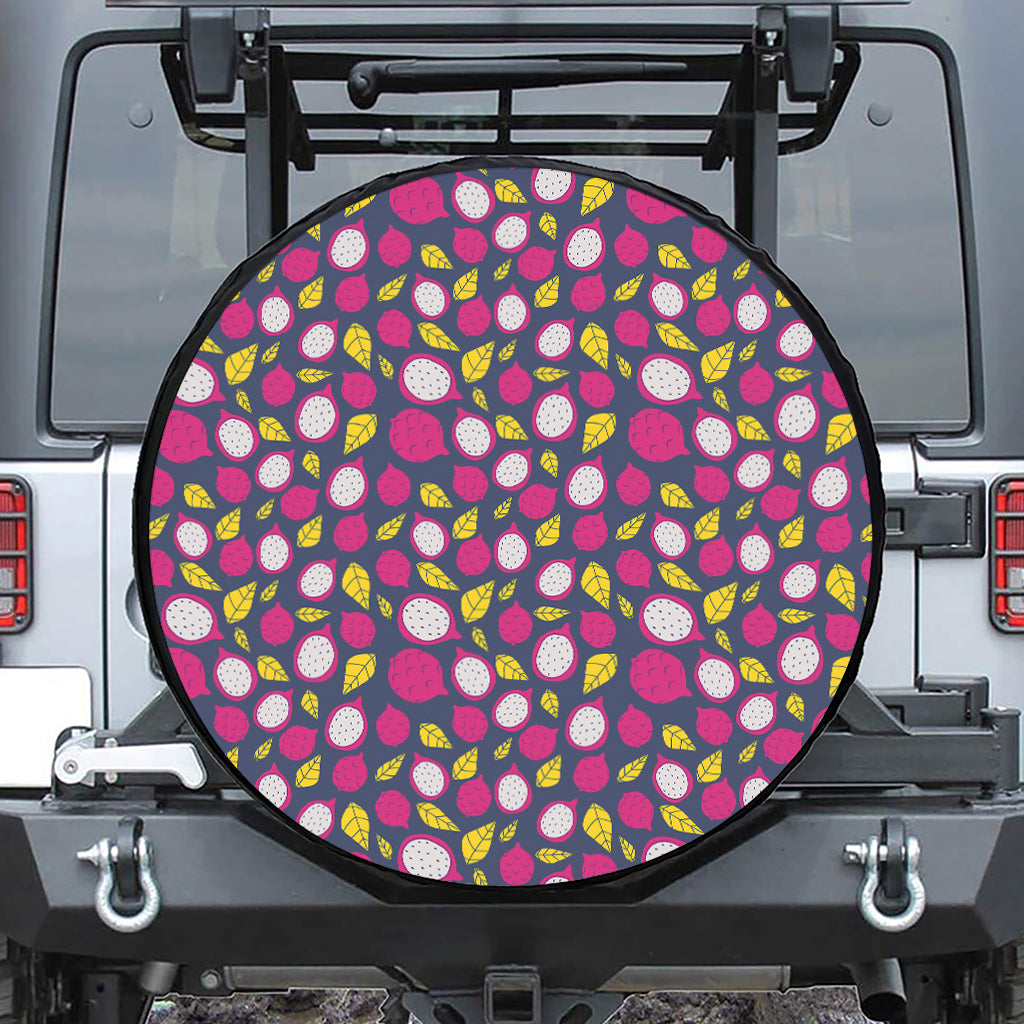 Purple Pitaya Pattern Print Tire Cover