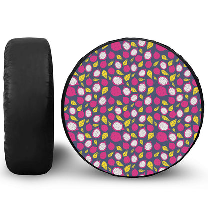 Purple Pitaya Pattern Print Tire Cover