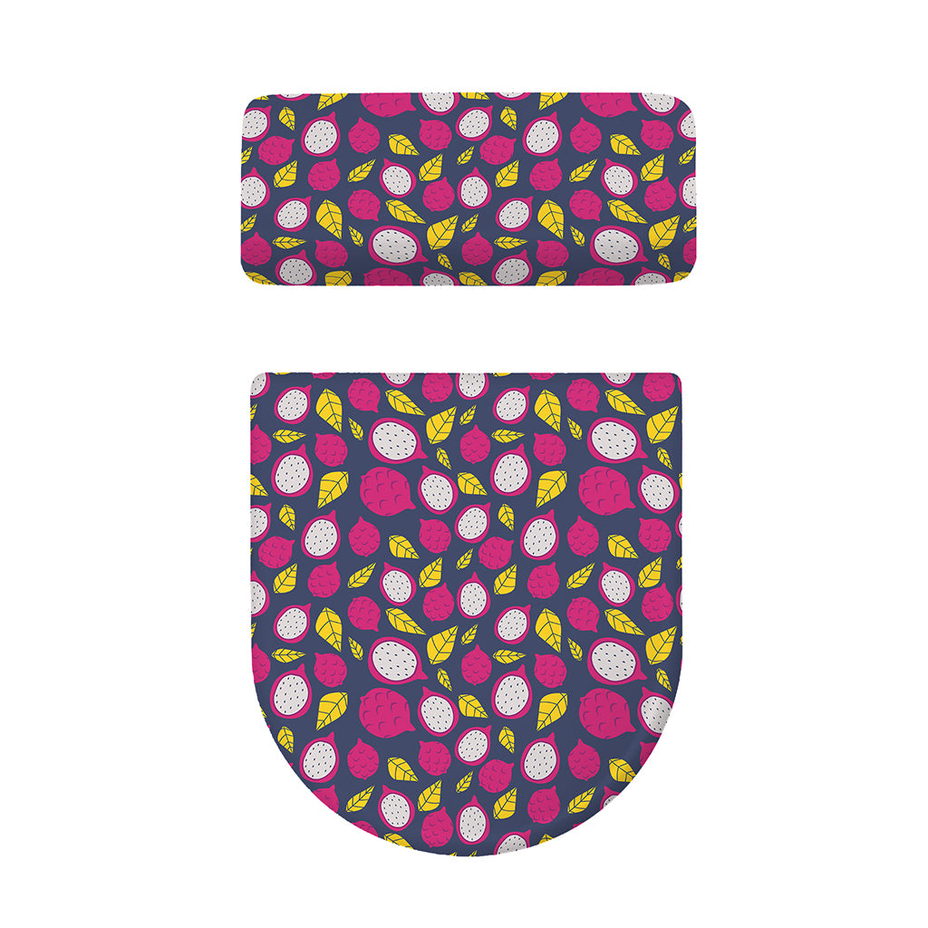 Purple Pitaya Pattern Print Toilet Lid And Tank Cover Set