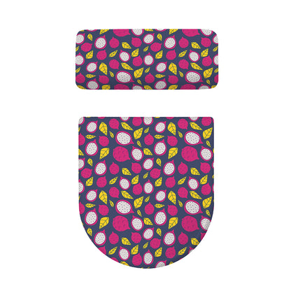 Purple Pitaya Pattern Print Toilet Lid And Tank Cover Set