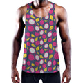 Purple Pitaya Pattern Print Men's Workout Tank Top