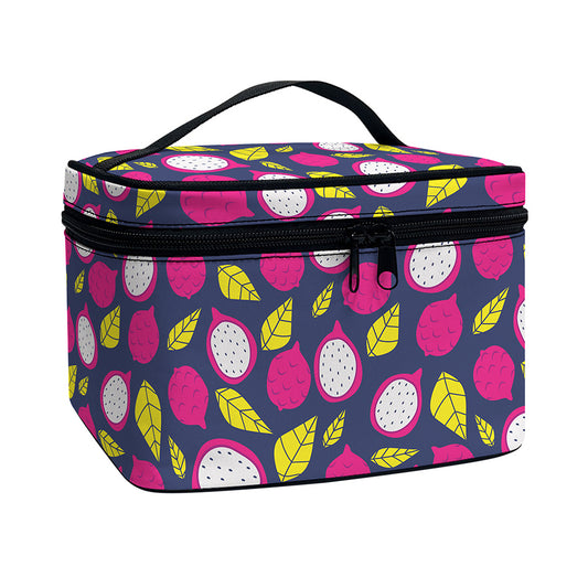Purple Pitaya Pattern Print Travel Makeup Bag