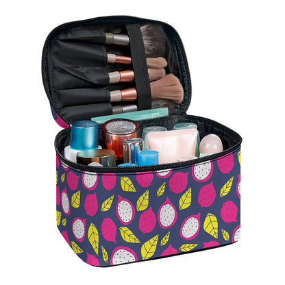 Purple Pitaya Pattern Print Travel Makeup Bag