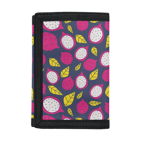 Purple Pitaya Pattern Print Trifold Wallet