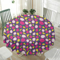 Purple Pitaya Pattern Print Waterproof Round Tablecloth