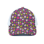 Purple Pitaya Pattern Print White Mesh Trucker Cap