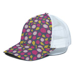 Purple Pitaya Pattern Print White Mesh Trucker Cap