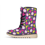 Purple Pitaya Pattern Print Winter Boots