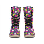 Purple Pitaya Pattern Print Winter Boots