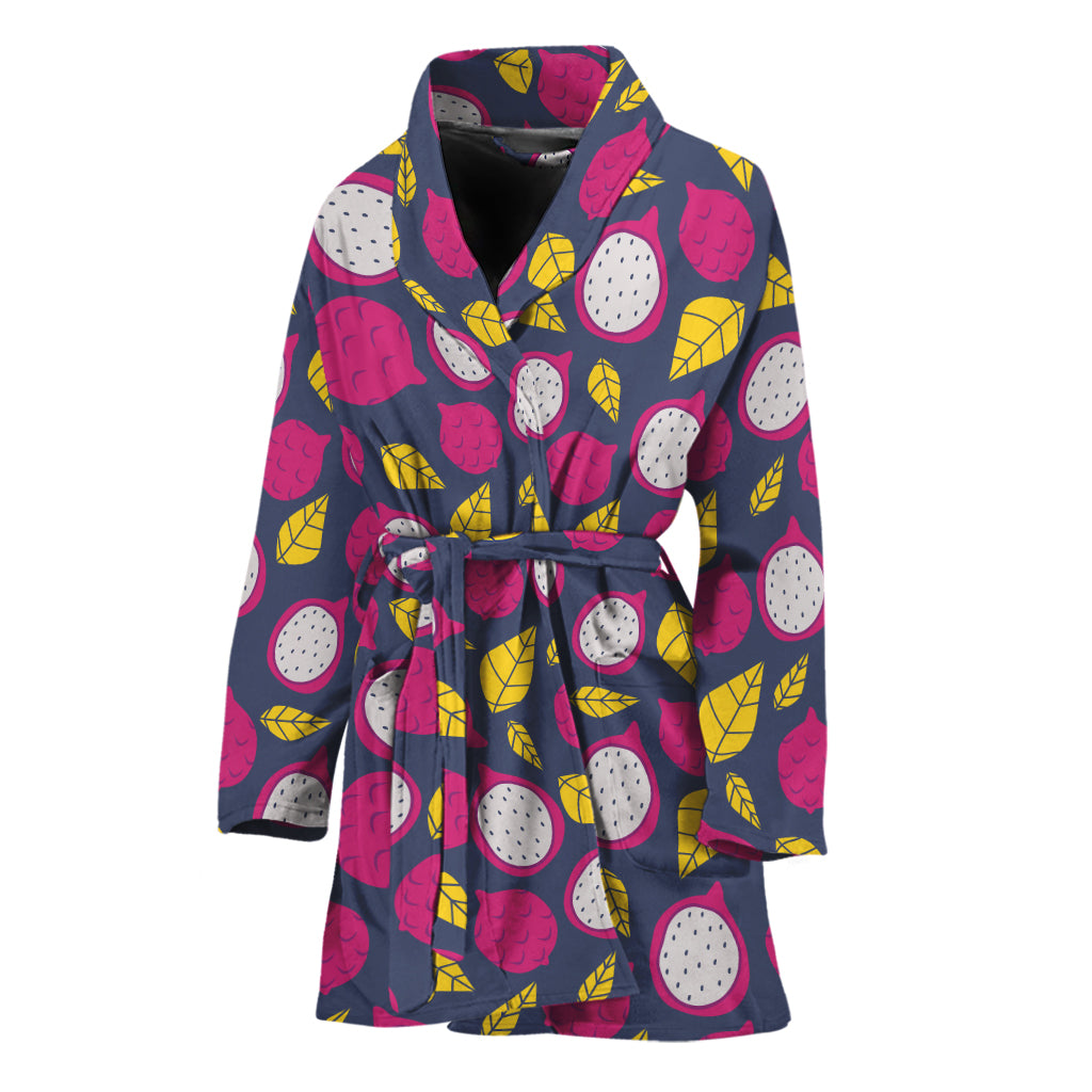 Purple Pitaya Pattern Print Women's Bathrobe