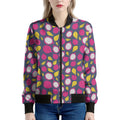 Purple Pitaya Pattern Print Women's Bomber Jacket
