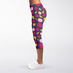 Purple Pitaya Pattern Print Women's Capri Leggings
