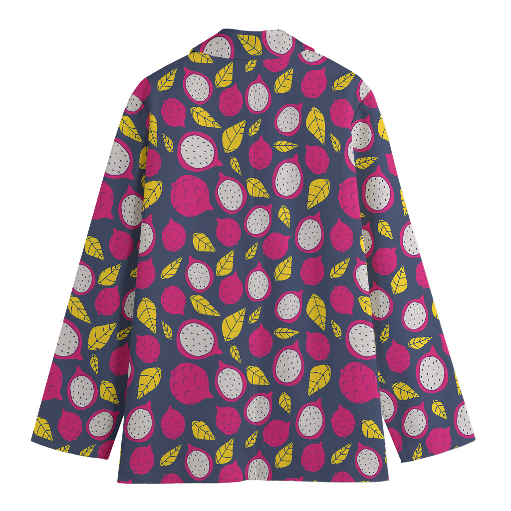 Purple Pitaya Pattern Print Women's Cotton Blazer