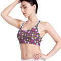 Purple Pitaya Pattern Print Women's Sports Bra