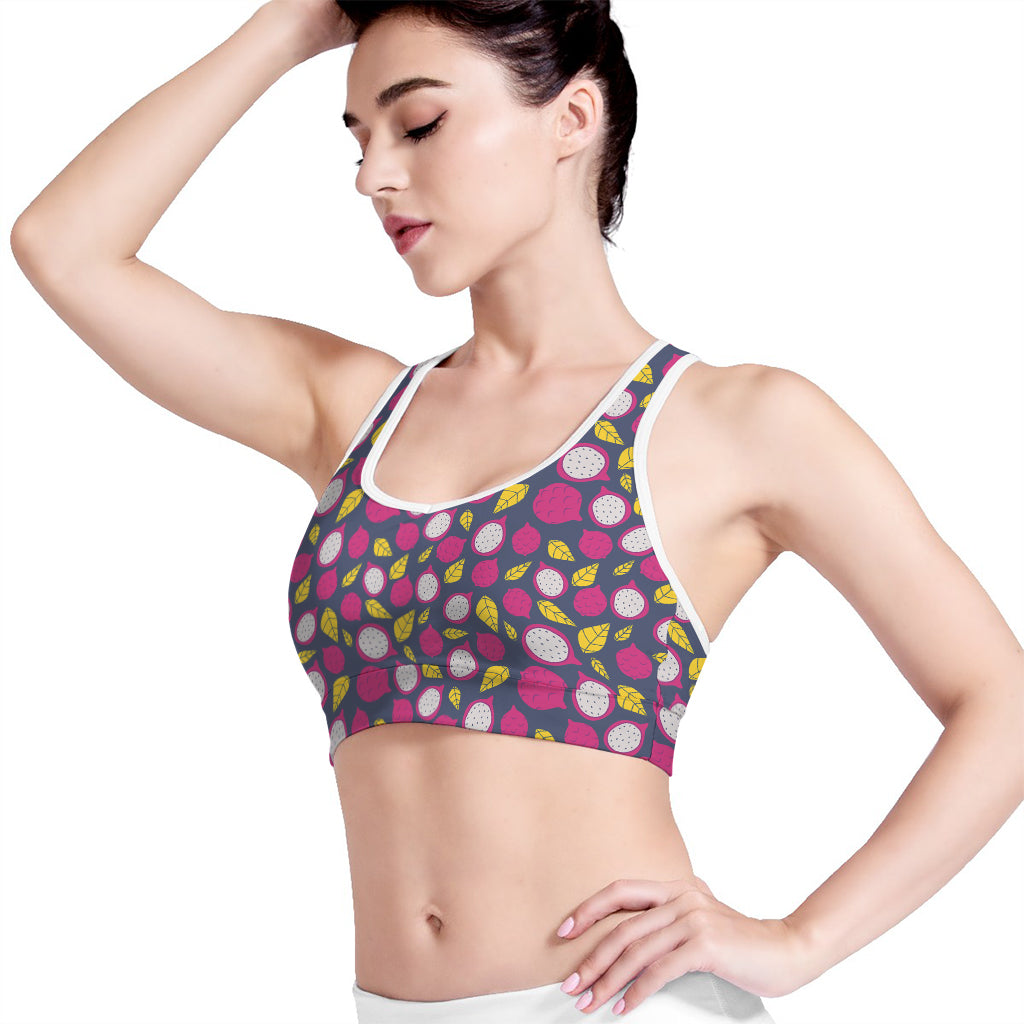 Purple Pitaya Pattern Print Women's Sports Bra