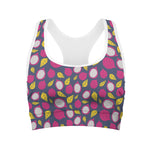 Purple Pitaya Pattern Print Women's Sports Bra