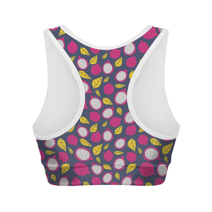 Purple Pitaya Pattern Print Women's Sports Bra