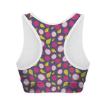 Purple Pitaya Pattern Print Women's Sports Bra