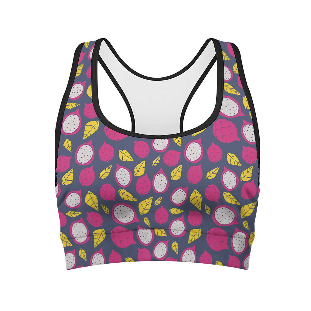 Purple Pitaya Pattern Print Women's Sports Bra