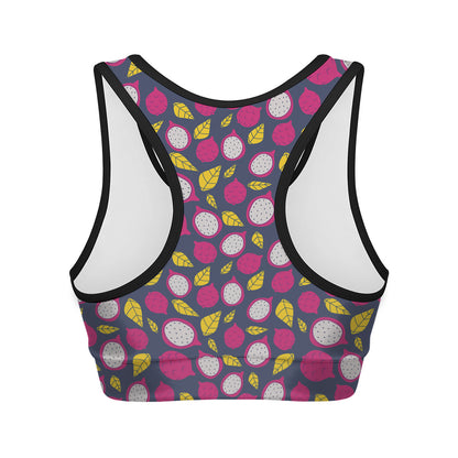 Purple Pitaya Pattern Print Women's Sports Bra