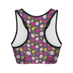 Purple Pitaya Pattern Print Women's Sports Bra