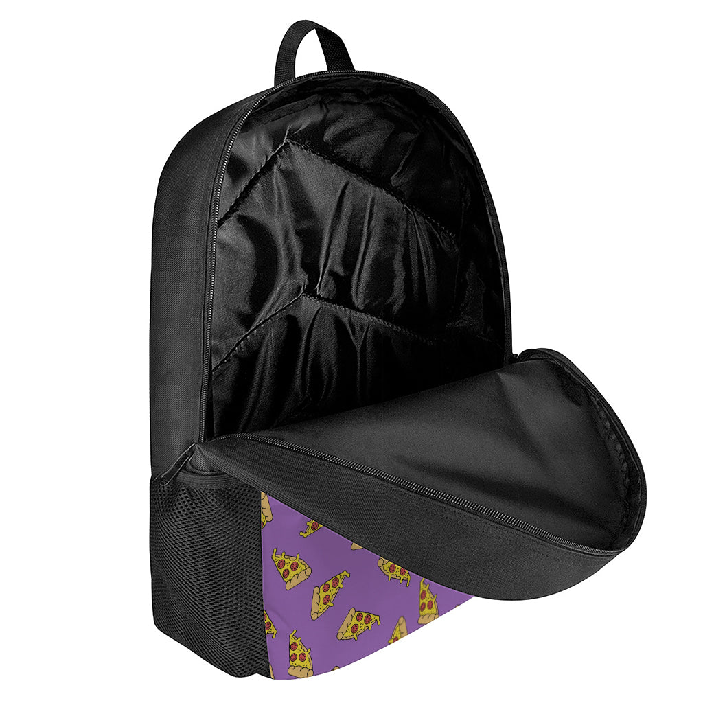 Purple Pizza Pattern Print 17 Inch Backpack