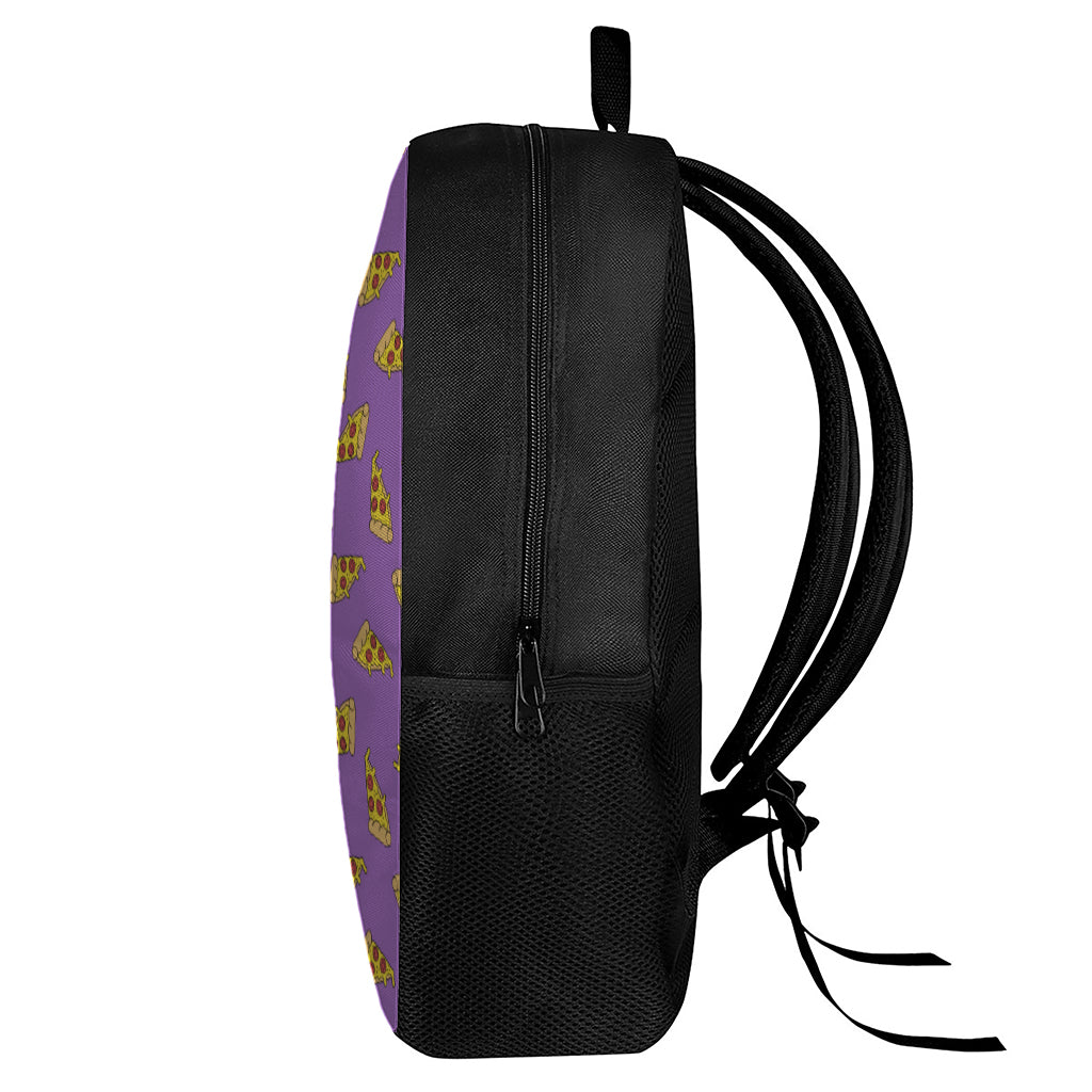 Purple Pizza Pattern Print 17 Inch Backpack