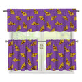 Purple Pizza Pattern Print 3 Piece Kitchen Curtains