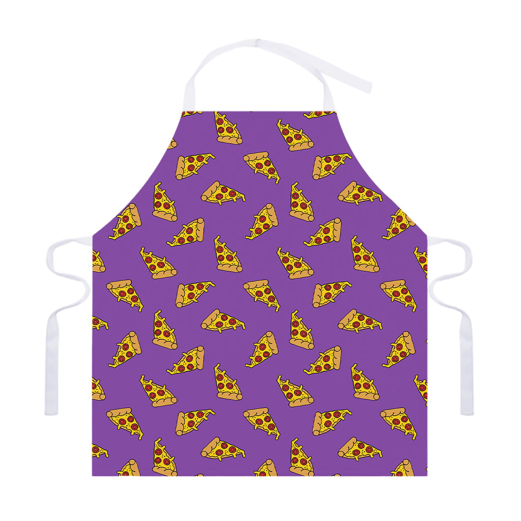 Purple Pizza Pattern Print Adjustable Apron