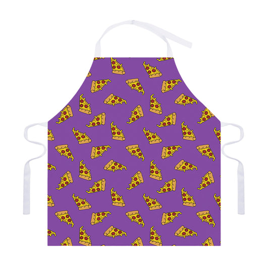 Purple Pizza Pattern Print Adjustable Apron