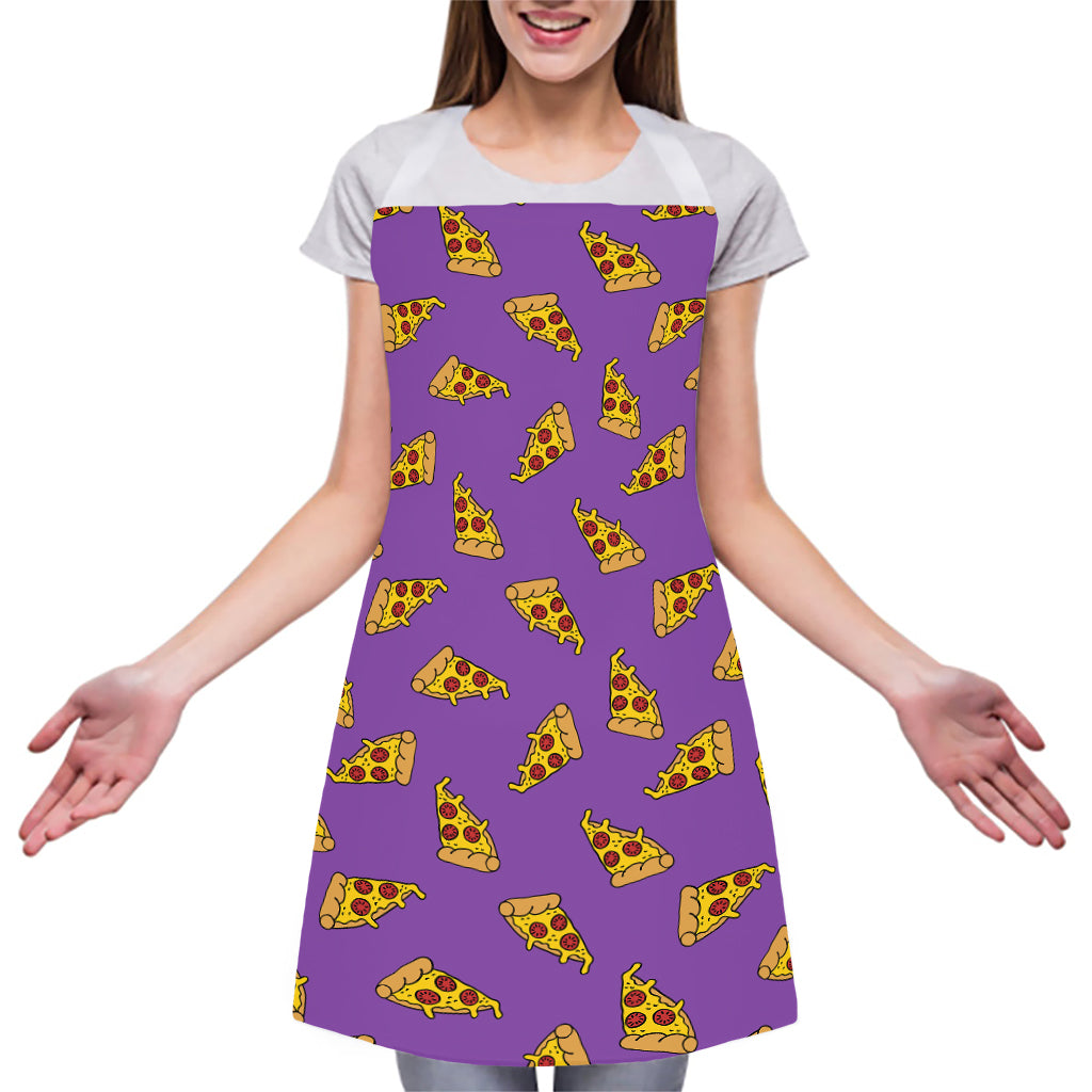 Purple Pizza Pattern Print Adjustable Apron