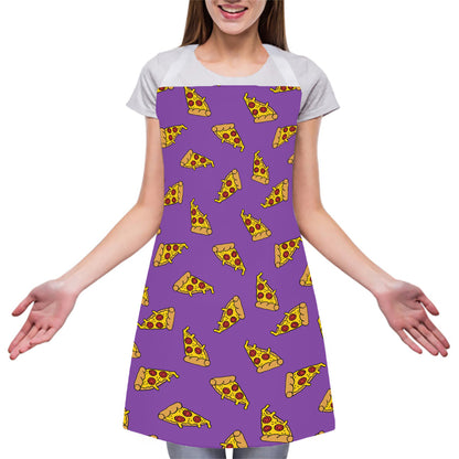 Purple Pizza Pattern Print Adjustable Apron