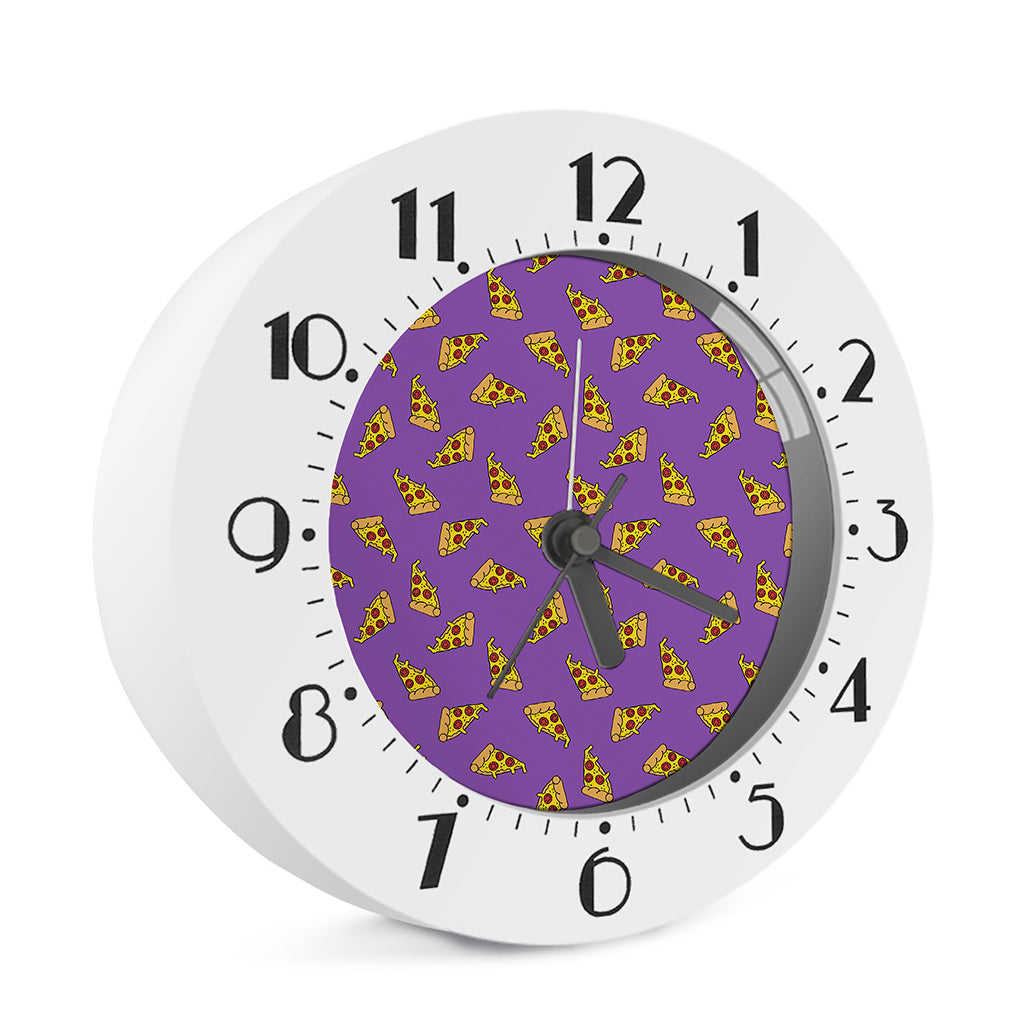 Purple Pizza Pattern Print Alarm Clock