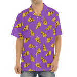 Purple Pizza Pattern Print Aloha Shirt