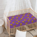 Purple Pizza Pattern Print Baby Crib Sheet