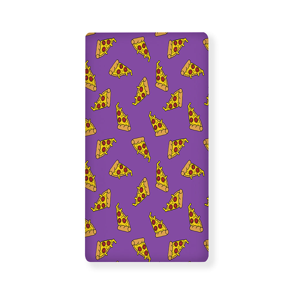 Purple Pizza Pattern Print Baby Crib Sheet