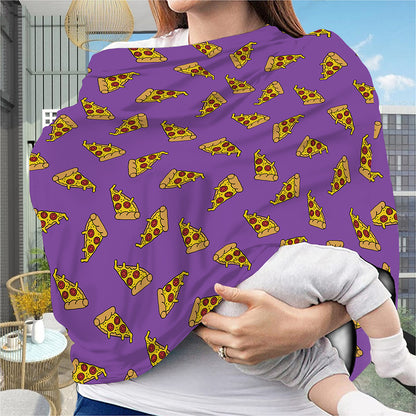 Purple Pizza Pattern Print Baby Seat Cover