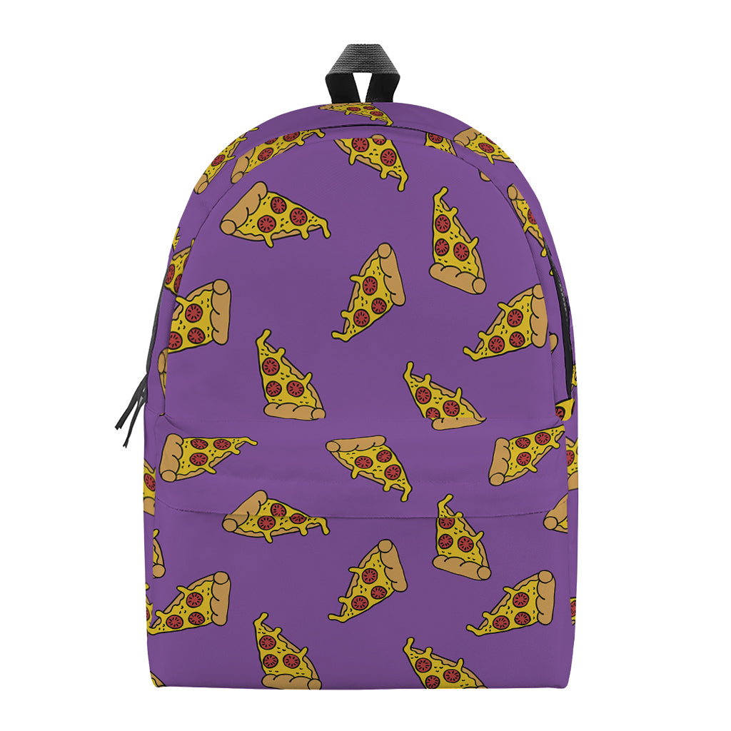 Purple Pizza Pattern Print Backpack